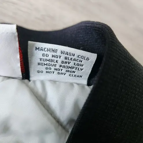 Vintage 90s Black Satin Bomber Jacket Moto Goldwing Graphic NAME Cardinal XL