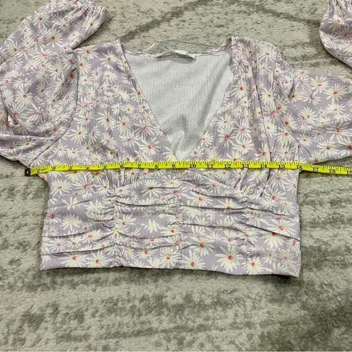 Elodie Purple Floral Long Sleeve Crop Top