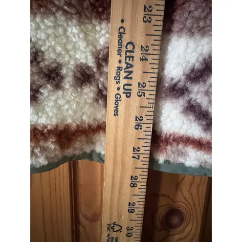 Urban Daizy Sherpa Fleece Vest Aztec Print Orange Green Pockets Full Zip Warm Size L