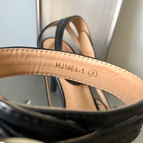 Allegra K 🖤 Black Strappy Pleather Heel