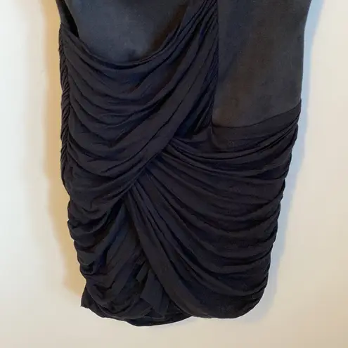 Bailey44 Black Faux Suede Ruched Sleeveless Dress