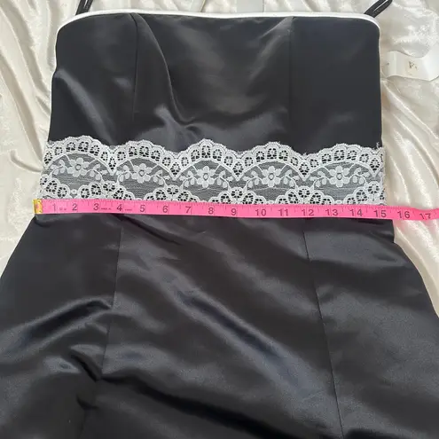 Gunne Sax NWT Vtg Formal Mini Dress Strapless Mini Black White Lace Homecoming