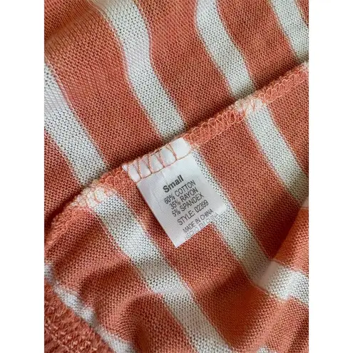 Poof Girl Women's Striped Ruffle Open Front Cardigan Sweater Orange S