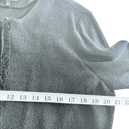 Ming Wang Black White Ombre Striped Metallic Knit Cardigan Sweater Size Large