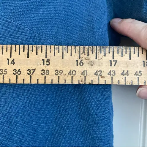 Dr. Flax Womens Blouse S/M Linen Blue Pockets Hooded Lagenlook Size M