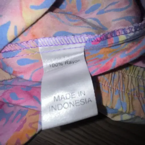 Norm Thompson Pull On Tie Dye Ombre Mix Floral Print Maxi Shirt