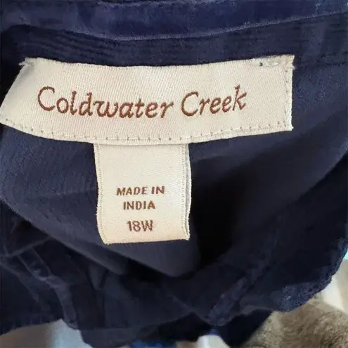 Coldwater Creek Plus Size 18 Blue Corduroy Long Sleeve Button Shirt Dress