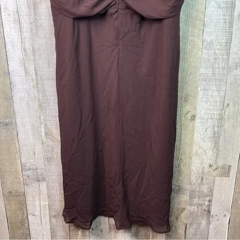 Los Angeles Apparel Los Angeles Woman Size 24W Surplice Peplum Sheath V-Neck Brown Dress w/Back Zip