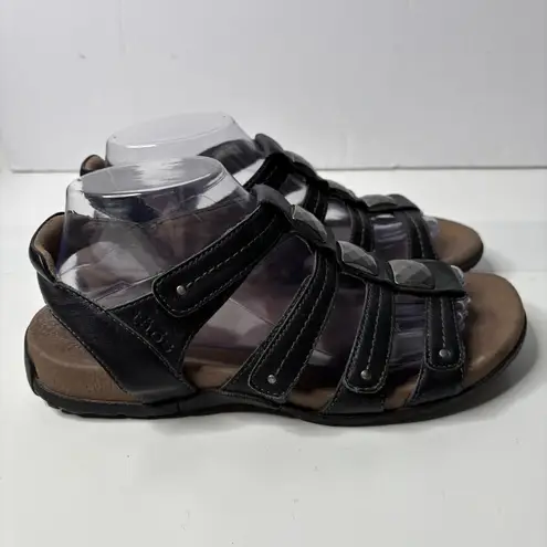 Taos Cleopatra Black Leather Gladiator Sandals Shoes Womens 40 (9) Comfort SEE