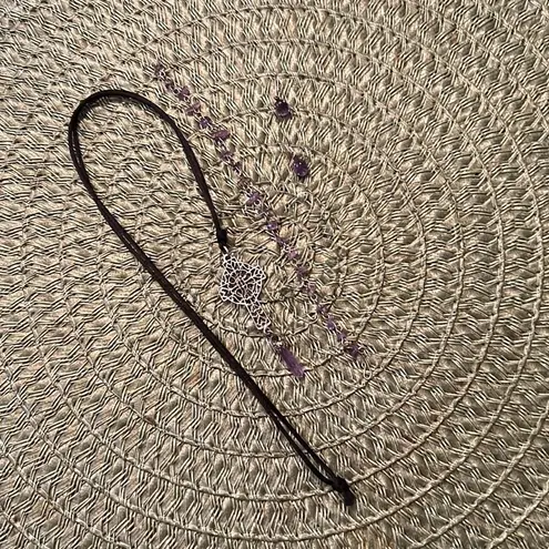Vintage amethyst set silver earrings metal bracelet Celtic cross necklace EUC Purple