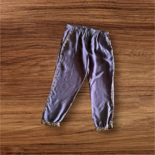 Johnny Was Alice Cupra Jogger Pants Women’s M Grey Elastic Waist Lagenlook Boho