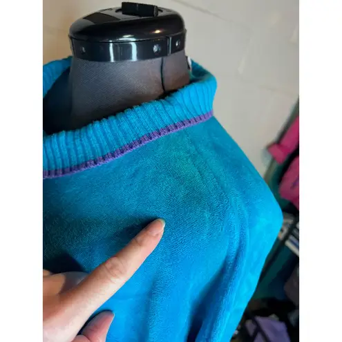 polo shirt velour blue purple embroidered preppy distressed Size M