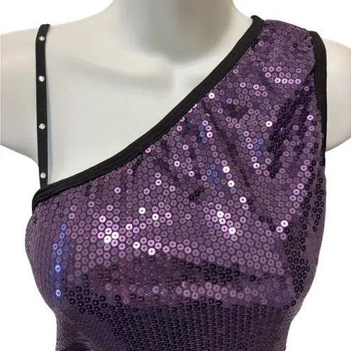Halloween Costume Flapper Dress Latin Dancer Ruffles One Shoulder Sz M Ice Skate Purple Size M