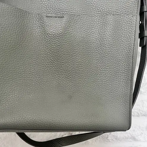 All Saints Green-Grey ‘Mast’ Pebbled Leather Shoulder Bag in “Light Slate”