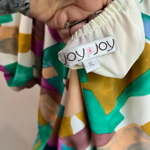 Joy Joy Bubble Geometric Multicolored Shapes Blouse Size XL