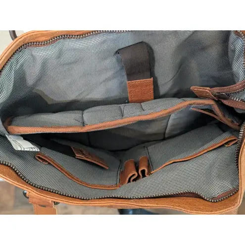 Spikes & Sparrow Cognac Leather Tote Bag w/ Laptop Sleeve Brown