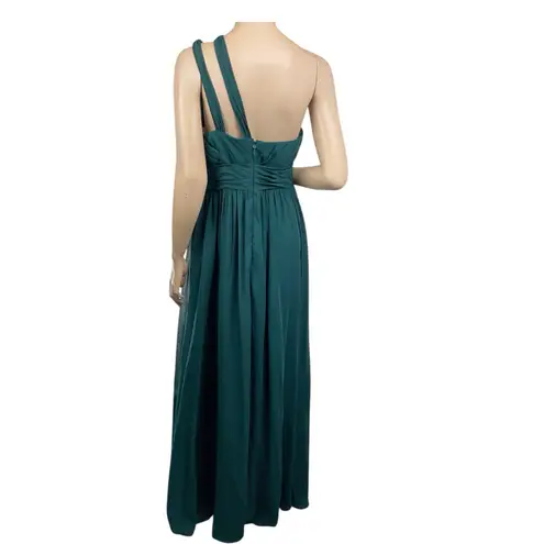 Azazie Charlize Stretch A-Line One Shoulder Mesh Floor-Length Dress