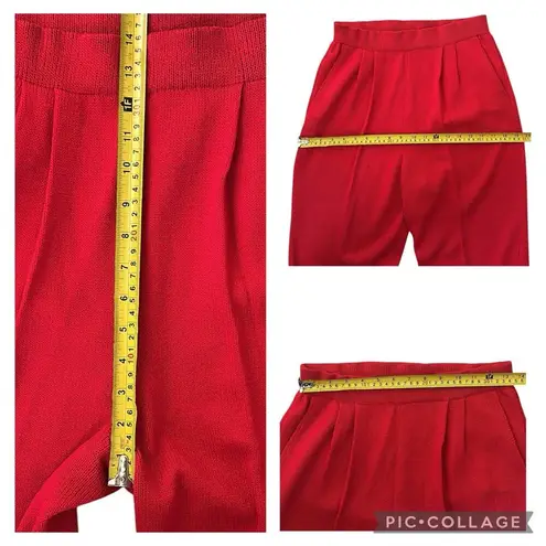 St. John Collection Santana Knit Marie Gray Red Crop Pants Pleated Pocket Size 6