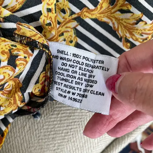 Walter Baker Button Front Shirt Dress Stripe Chain Filagree 6