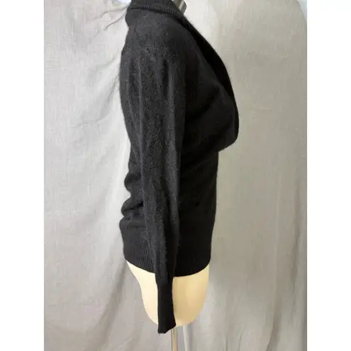 Lord & Taylor Cashmere Shawl Collar Wrap Sweater Black Two