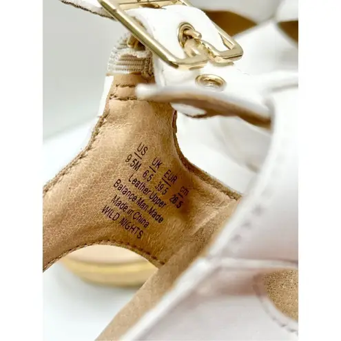 Dr. Scholl’s Sandals Size 9.5 White Leather Open Toe Platform Shoes Buckle