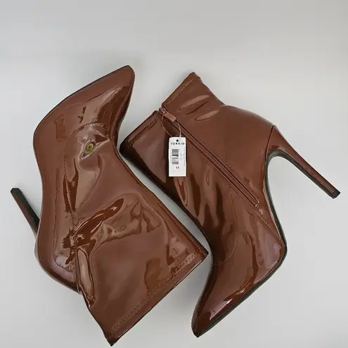 Torrid  Brown Patent Stretch Pointed Toe Boots Size 11 WW