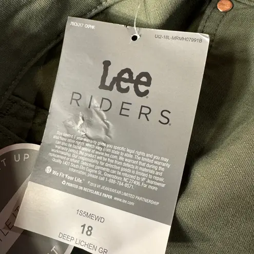 Riders By Lee Lee SZ 18 Riders Jean Shorts Mid-Rise Zip-Fly Pockets Cuffed Olive Green New