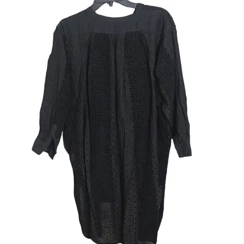 Little white lies bathing suit coverup dress black mesh XS High low