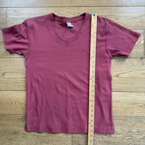 Peruvian Connection Pima Cotton T Shirt SZ S Muted Burgundy Detailed Round Neck