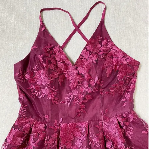 BCX Womens Juniors Embroidered Mini Fit & Flare Magenta Dress 11