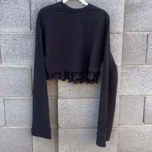 PUMA by Rihanna Black Cropped Sweatshirt with Lace Trim M Size M