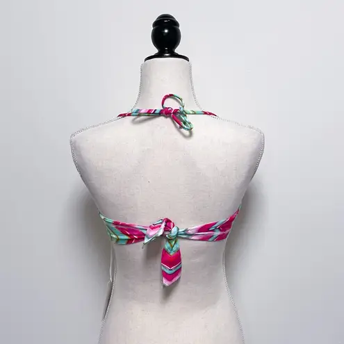 Ondademar Bandeau Halter Bikini Top Abstract Chevron NWT Small Pink White Green
