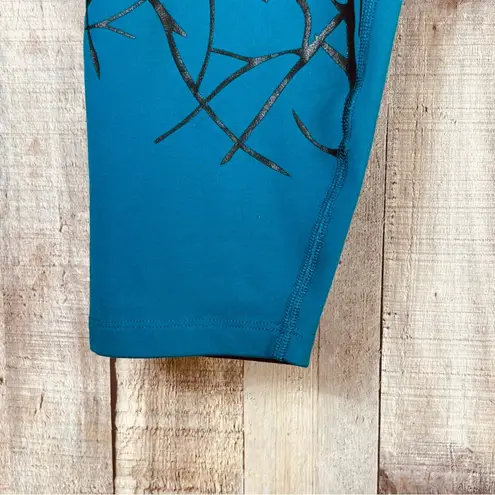 Splits59 . Size Small Green-Blue & Black Capri Leggings w/Waistband Pocket