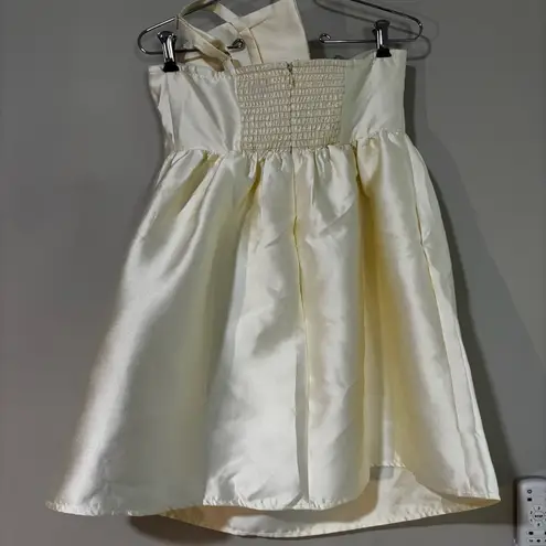 Petal and Pup Ellah Satin Bow Front Mini Dress Ivory White Size Medium M