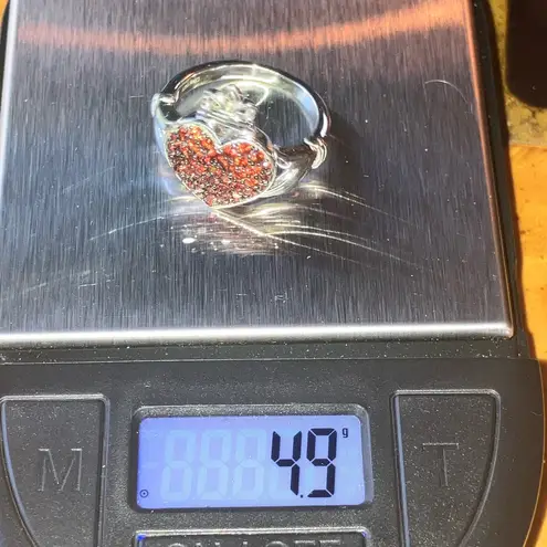 Natural Red Garnet Sterling Silver Claddagh Ring Size 7