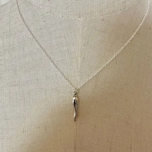 Monet   silver tone chili pepper pendant necklace