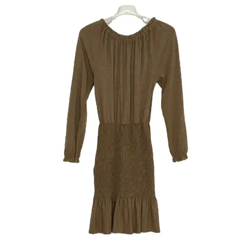 Sundry Brown Cappuccino Elastic Neck Raglan Sleeve Smocked Dress Size 0