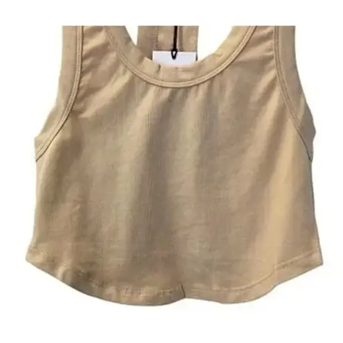 We Wore What NWT Sleeveless Cropped Scoop Tank Top Cotton Racerback XXS Beige