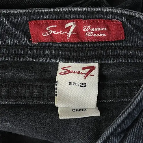 Seven7 SZ 29 Straight Jeans Low-Rise Distressed Whiskered Pockets Black Wash