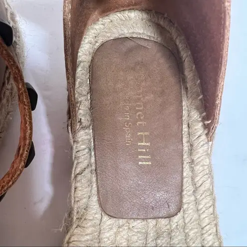 Garnet Hill Womens Espadrille Margo Studded Straps Wrap Sandals Sz 37Tan Leather