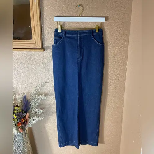 Ellen Tracy Vintage 90s Style Denim Maxi Skirt with Slit - 90s Chic Collection