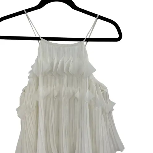 Ramy Brook Shauna Dress Pleated Tiered Chiffon Ivory White Size Small