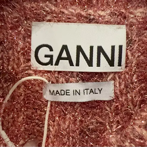Ganni Chucky Glitter Knitted Sleeveless Knit Sweater Vest Top Pink Nectar NWT M