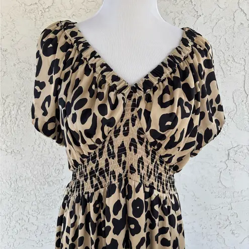 Chic Leopard Print Maxi Dress Black Size L