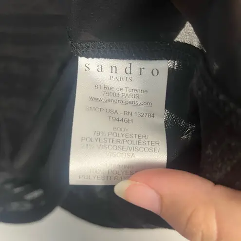 Sandro  Paris Pull over long sleeve sheer striped shirt top black S flaw