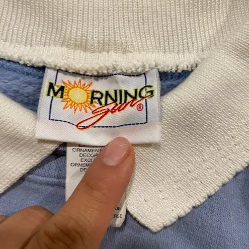 Vintage Morning Sun Sweatshirt Large | Winter Birds Mock Collar Cottagecore Pull