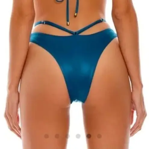 Agua Bendita NEW blue Egle Thoughts reversible bikini bottom, size L