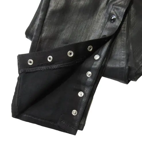 NWT GAP 1969 Inner Cozy Legging in Black Orbit Coated Side Snap Stretch Jeans 29