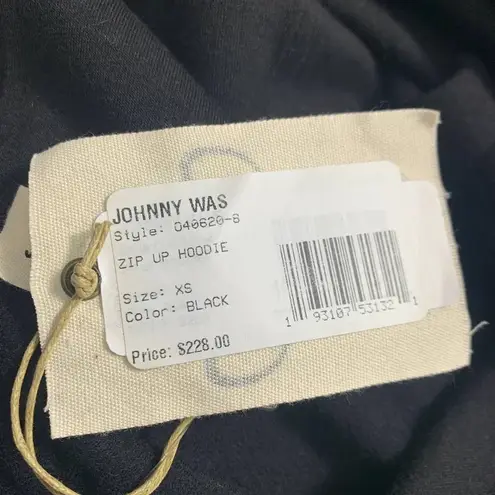 Johnny Was Calmè Metallic Stripe Zip-Up Hoodie in Black Size US XS