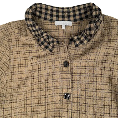 Habitat  Ruched Sleeve Jacket Top Womens M Brown Button Front Shirt thumbnail 2